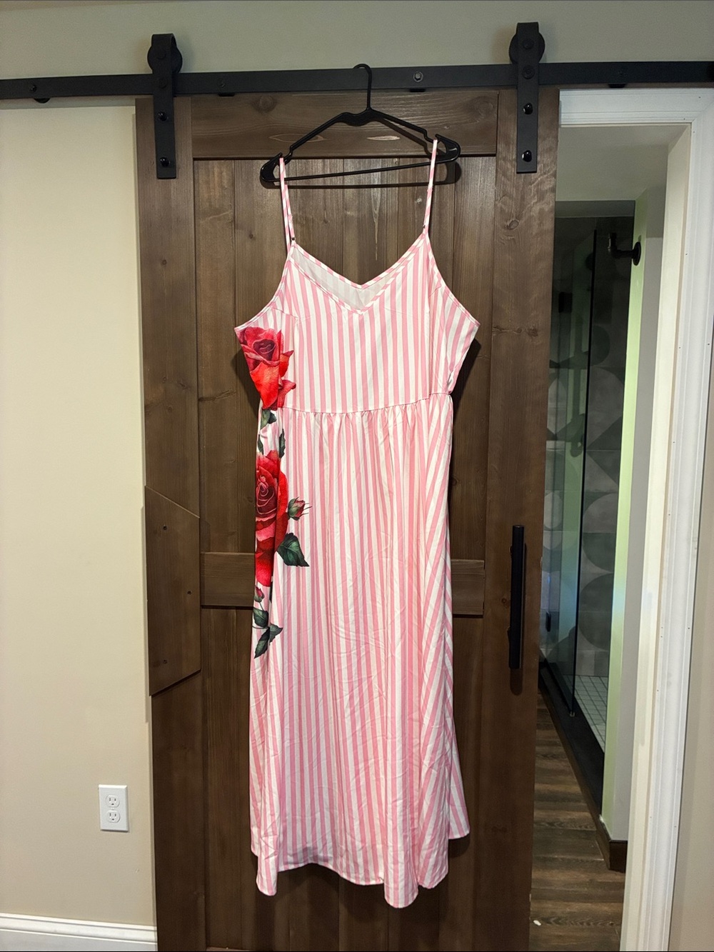 Women’s Pink Striped rose Dress 4X